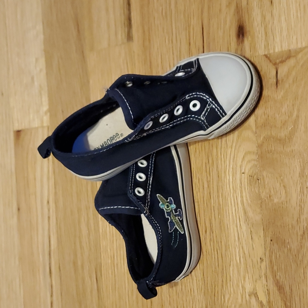 Gymboree toddler size 8 slip on canvas shoes w/airplanes